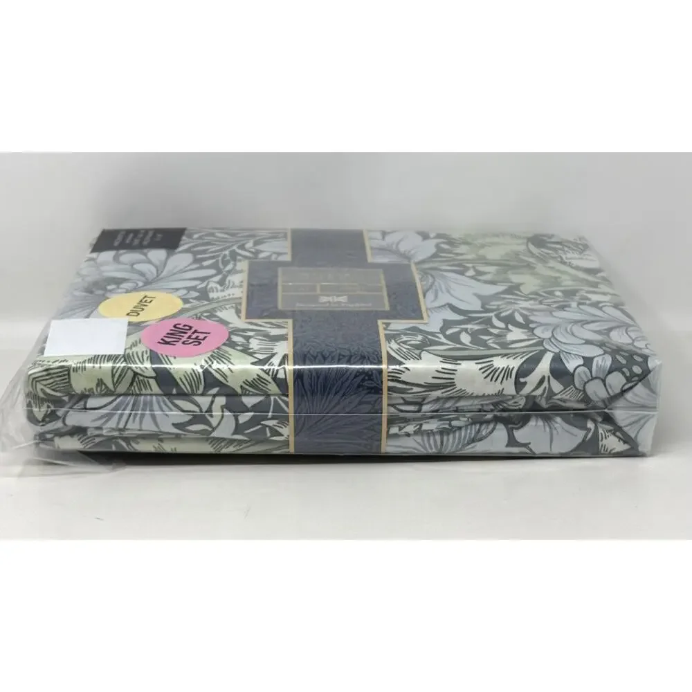 William Morris Chrysanthemum Sea Blue Green King Duvet Cover Set Cotton Sateen